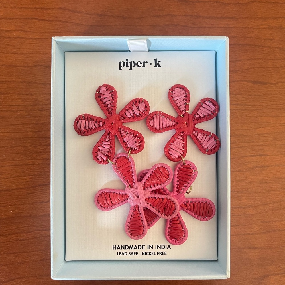 Piper K Vibrant Pink and Red Flower Hair Clips